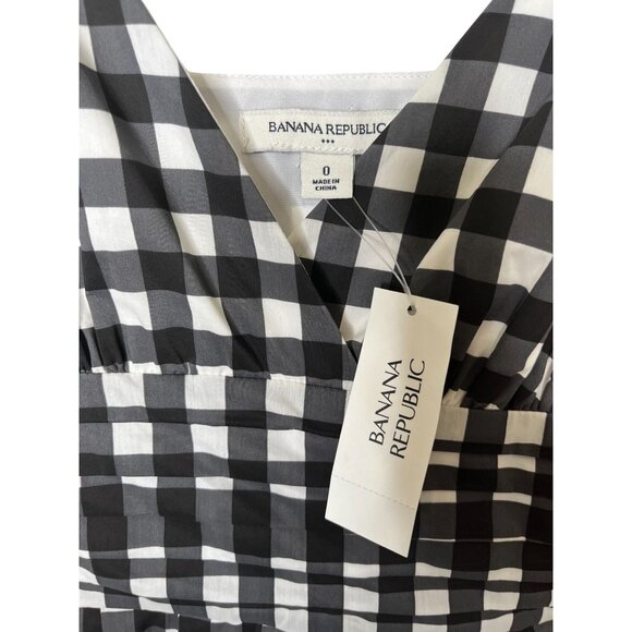 Banana Republic Black white Gingham Plaid Sundress Dress A-Line NWT Size 0 - Picture 6 of 11